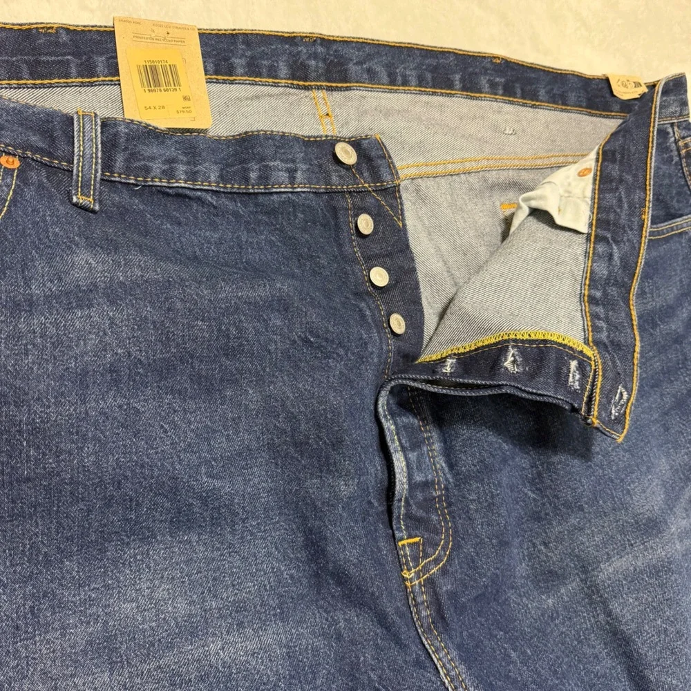Levi Strauss 501 Original Mens 54x28 Blue Denim Straight Leg Button Fly Jeans